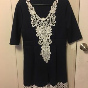 navy blue mud sleeve dress